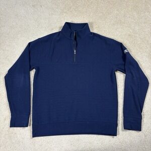 Mercer Mettle Sweater Mens Large Blue Pullover Zip Lightweight Stretch Logo